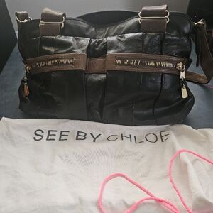 See By Chloe Women’s Black/Brown Leather Daytripper Purse/Bag/Tote